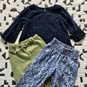 (3) GAP Baby Sleeved Shirt Bag Pants Capri Floral